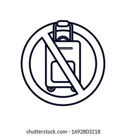 stop covid19 concept, forbidden sign to travel over white background, line style, vector illustration