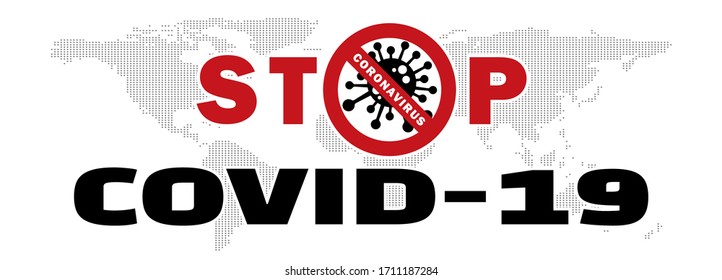 Stop Covid-19 concept isolated on white background. Sign & Symbol, Stop Virus logo, Coronavirus Covid-19. Vector Illustration.