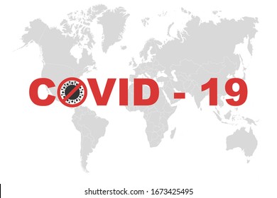 Stop COVID-19 concept red world map with stop covid-19 sign vector illustration. COVID-19 prevention design background