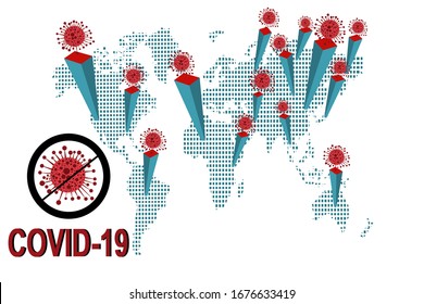 Detenga el concepto COVID-19 con la ilustración del vector de signos stop covid-19. antecedentes de diseño de prevención de covid-19