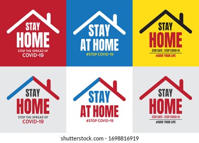 stop covid-19 concept. stat at home sign. vector illustration