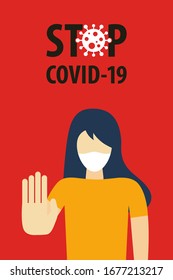 Stop Covid-19 Coronavirus concept. Novel Coronavirus (2019-nCoV). World Health organization WHO introduced new official name for Coronavirus disease named COVID-19. Vector illustration.