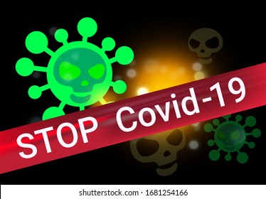 STOP COVID-19 coronavirus line Restricted areas, no entry