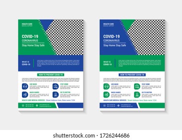 Stop COVID-19 Coronavirus modern abstract medical flyer design template set vector illustration