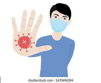 Stop COVID-19 coronavirus outbreak vector illustration. COVID-19 design concept background