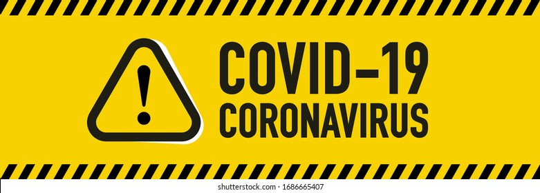 Stop Covid-19 Coronavirus quarantine concept. Yellow and black stripes collections for protect yourself and help prevent spreading the virus to others. Novel Coronavirus (2019-nCoV). Vector.