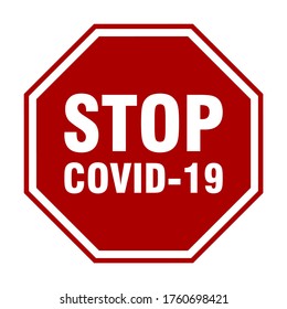 Stop Covid-19 Coronavirus Spread Octagonal Traffic Sign Style Icon. Vector Image.