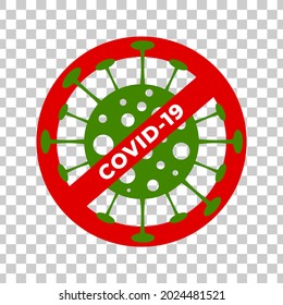 Stop Covid-19 or Coronavirus Vector icon, symbol, logo on transparent background