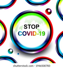 Stop Covid-19. Global Program of Vaccination Concept. Vector Illustration
