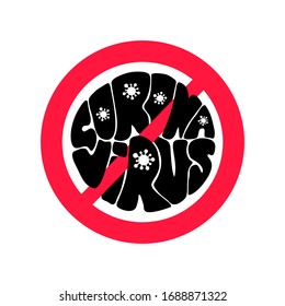 Stop covid-19 logo coronavirus vector illustration lettering text for awareness or alert against disease spread virus, symptoms or precautions.