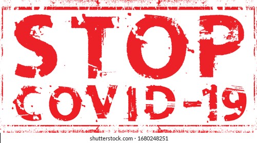 Stop covid-19 . Red grunge stamp. vector
