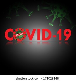Stop Covid-19 Shadow Text Background. Simple Template