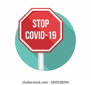 Stop covid-19 sign, flat design, vector eps10 illustration