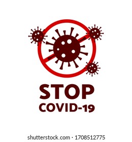 Stop COVID-19 sign icon vector. You can use for illustration, background, print, website, add to presentation slide, etc