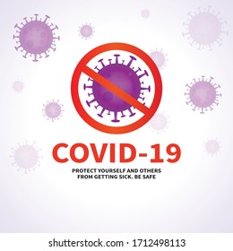Stop Covid-19 Sign & Symbol, Typography text design poster for self protection, self quarantine, stay home, stay safe