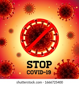 Stop Covid-19 Sign & Symbol, vector Illustration concept coronavirus COVID-19. virus wuhan from china.