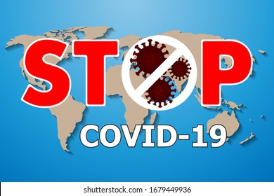 Stop Covid-19 Signo y símbolo, vectorial Ilustración concepto de coronavirus COVID-19. Virus Wuhan de China.
