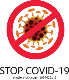 Stop COVID-19 Sign & Symbol, vector Illustration, Typography Design, World Health Organization WHO introduced new official name for Coronavirus disease named COVID-19.
