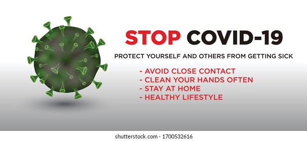 Stop Covid-19 Sign & Symbol, vector Illustration concept coronavirus COVID-19. protech yourself an others from getting sick
