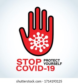 Stop Covid-19 Sign & Symbol, vector Illustration concept coronavirus COVID-19