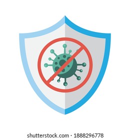 stop covid19 signal in shield vector illustration design