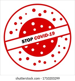 Stop covid-19 slogan. Isolated on white background. Covid sticker. Covid-19.
