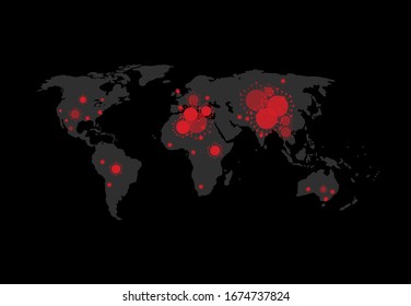 Stop COVID-19 spread concept world map design background. Vector illustration