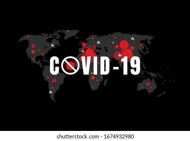 Stop COVID-19 spread concept world map design background. Vector illustration