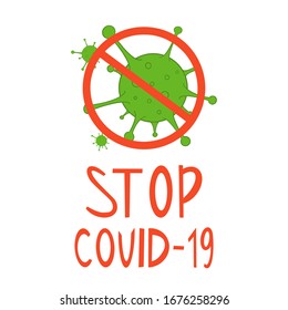 Beenden Sie die Covid-19 Vektorillustration Illustration. Handgezeichnetes Coronavirus-Konzept mit Typografie.