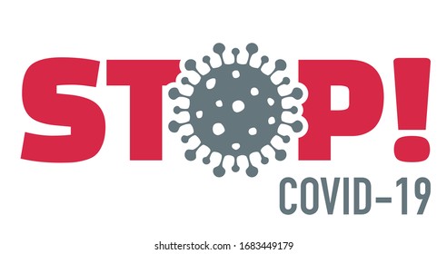 Covid-19 mit dem Virus-Symbol anhalten