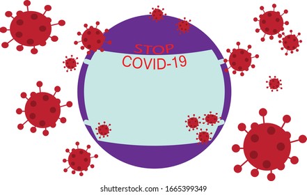 Stop COVID-19, virus on white background