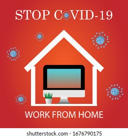 Paren Covid-19, trabajen desde casa.  desaceleración Covid-19 de la propagación. 
