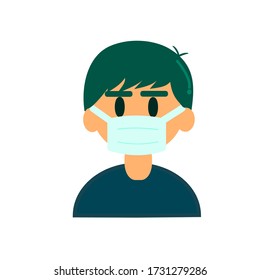 Stop covid19,A boy wearing medical mask to prevent Corona virus 2019.