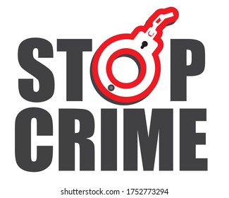 Stop Crime writing with handcuffs 