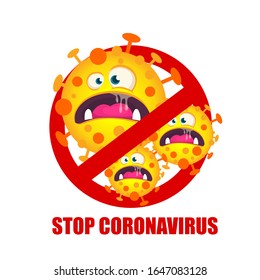 Stop Cute Virus 2019 MERS-nCoV (Middle East Respiratory Coronavirus Syndrome-Novel Coronavirus) with Disgusted Saliva. Design Concept for Protection against Viral Pandemic. Chinese Virus Outbreak