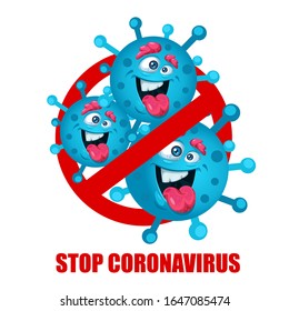 Stop Cute Virus 2019 MERS-nCoV (Middle East Respiratory Coronavirus Syndrome-Novel Coronavirus) with Disgusted Saliva. Design Concept for Protection against Viral Pandemic. Chinese Virus Outbreak