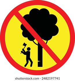 Stop cutting trees vector sign save tree