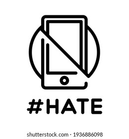 Stop cyber bully. Line vector. Isolated on white background.