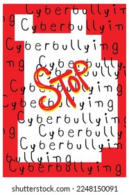 Stop Cyber Bullying poster. Doodles. Kids art. Background ideas. Vector design.