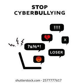 Stop cyberbullying seal design concept, stop bullying design for awareness vector illustration.