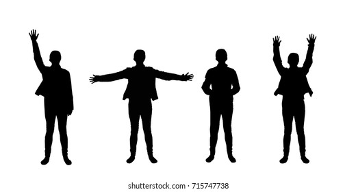 stop danger concept. illustration for your design. Silhouette of a man's hands up, sideways, down. to attract attention