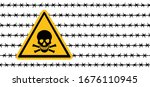 Stop danger do not enter or cross sign Vector death signs Safety first Warning skull toxic hazard icons Skulls and bones flag icon Caution beware zone symbool Attention halt allowed area Crossbones