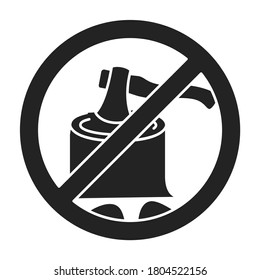 Stop deforestation black glyph icon. Nature protection. Eco problems. Isolated vector element. Outline pictogram for web page, mobile app, promo