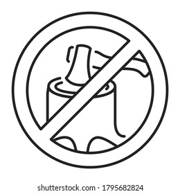 Stop deforestation black line icon. Nature protection. Eco problems. Isolated vector element. Outline pictogram for web page, mobile app, promo