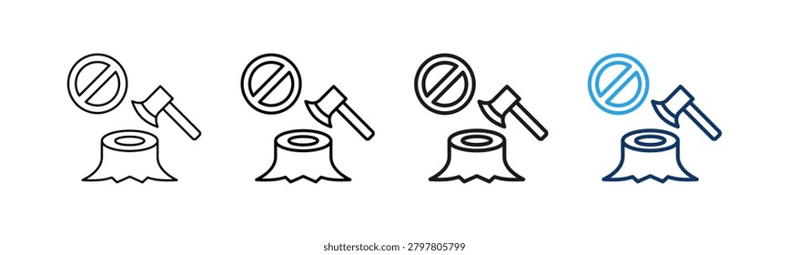 Stop Deforestation Different Set Vector Icon