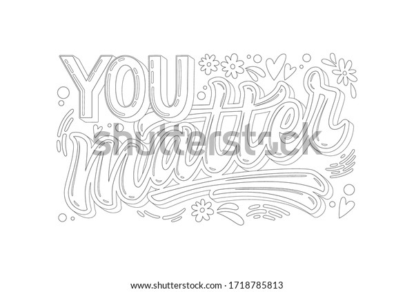 Stop Depression Typography Coloring Page Adults Stock Vector (Royalty ...