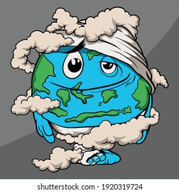 stop destruction of the earth by industrial pollution icon template