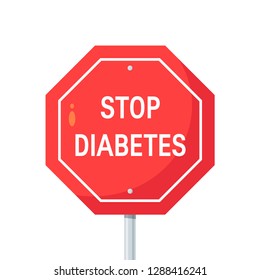 Stop diabetes concept. Vector illustration in flat style