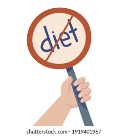 dejar el signo de dieta. muchos protestan contra las dietas. Día Internacional Sin Dietas