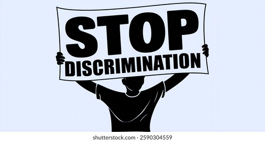 "STOP DISCRIMINATION" creatve banner,illustration ,flat vector useful for education, social awareness.